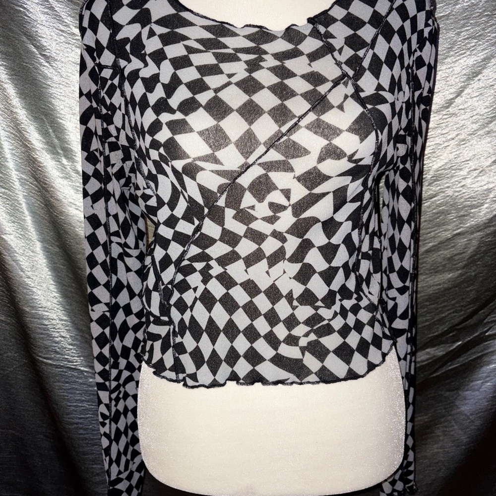 Sheer Topshop Monochrome Geometric Women's Long Sleeve